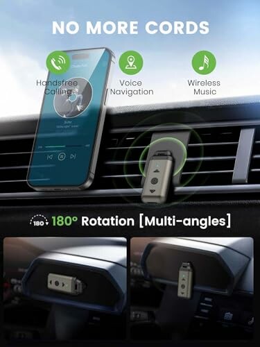 Car phone mount with wireless features and 180-degree rotation