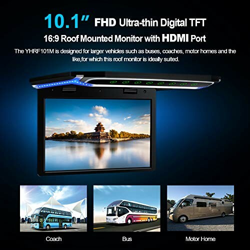 10.1 inch ultra-thin digital TFT roof mounted monitor with HDMI port for vehicles.