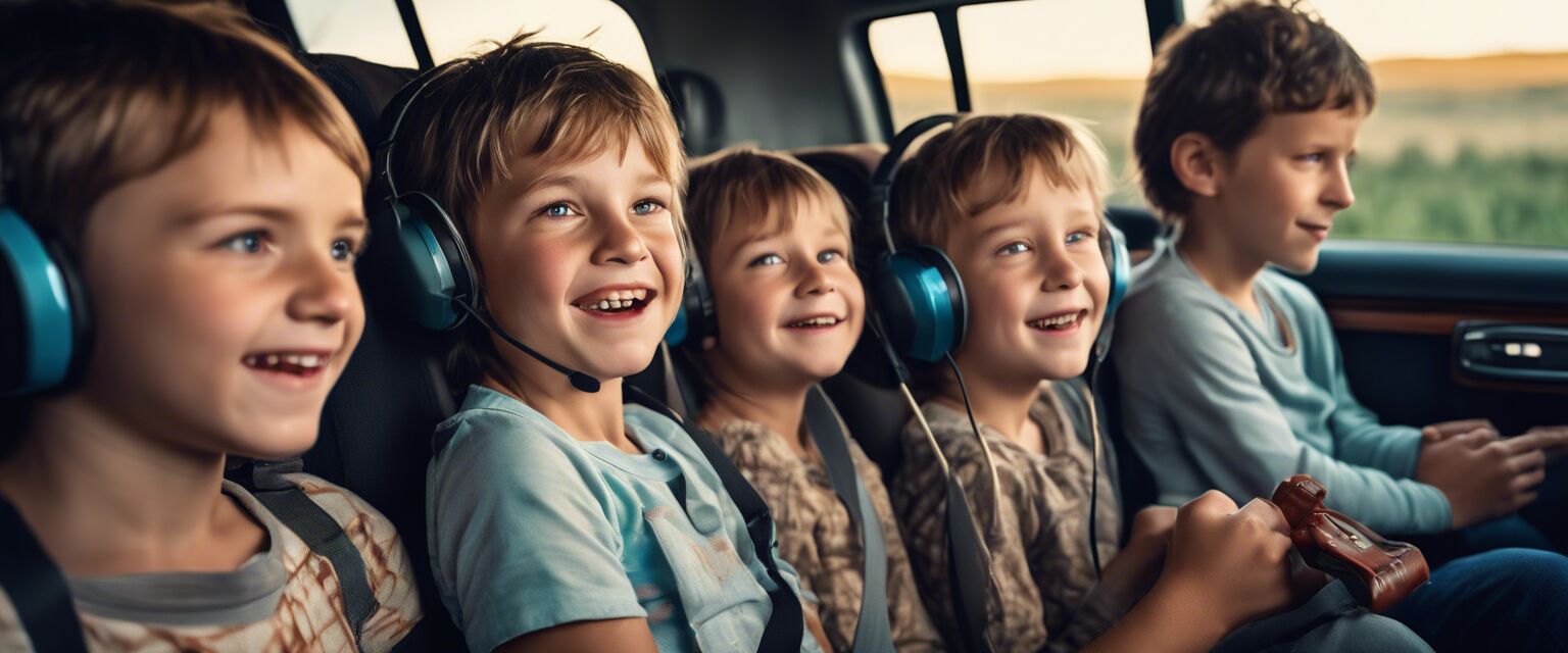 Kids enjoying portable car video system