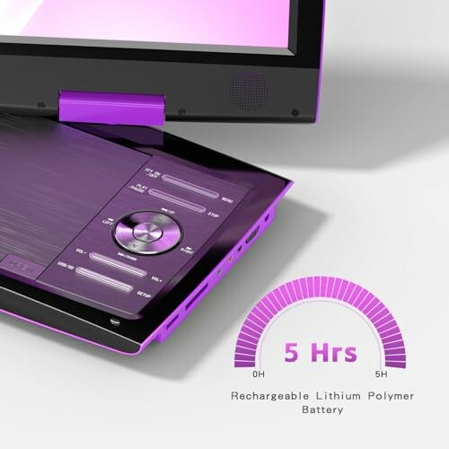 Laptop with 5-hour battery life indicator.